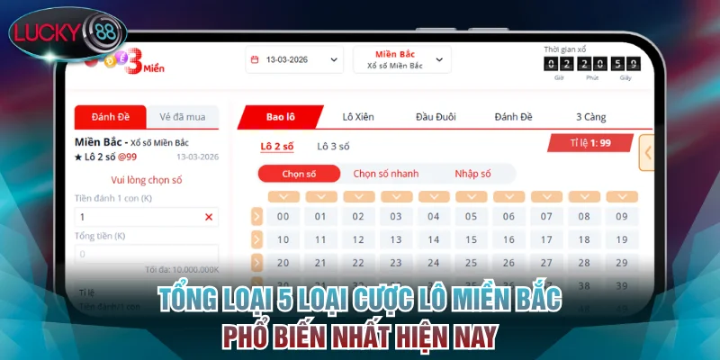 Tổng loại 5 loại cược lô miền Bắc phổ biến nhất hiện nay